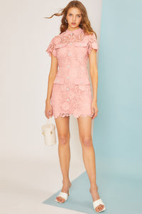 Card Lace Collar Dress Pink