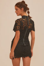 Card Lace Collar Dress Black