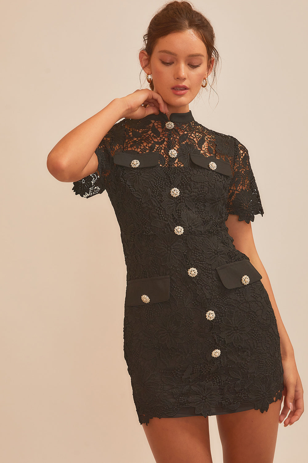 Card Lace Collar Dress