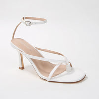 Nadine White Strappy Ankle Strap Stiletto Heel Sandals
