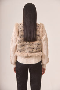 Vegan Fur Trimmed Tweed Vest