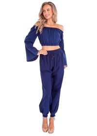 OFF SHOULDER BUBLE SLEEVES COTTON TOP