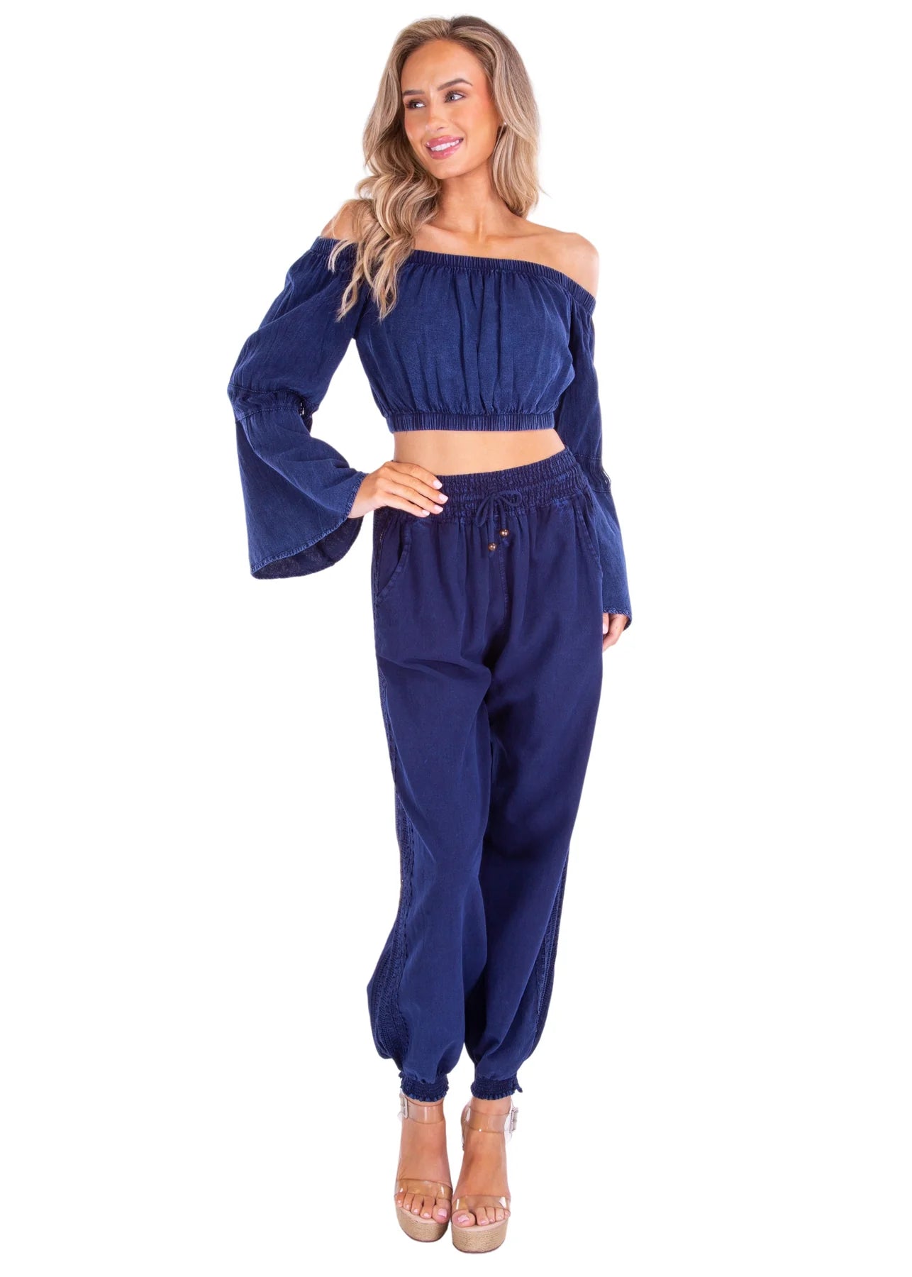 OFF SHOULDER BUBLE SLEEVES COTTON TOP
