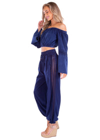 OFF SHOULDER BUBLE SLEEVES COTTON TOP