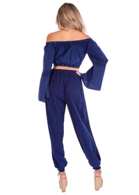 OFF SHOULDER BUBLE SLEEVES COTTON TOP