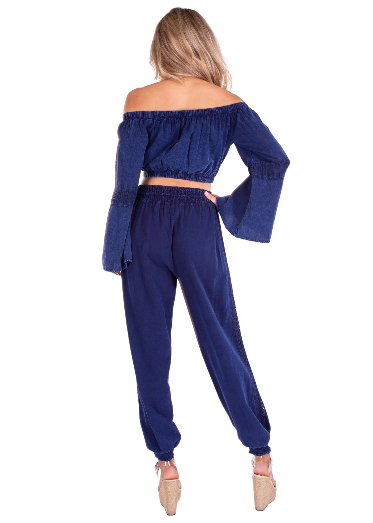 OFF SHOULDER BUBLE SLEEVES COTTON TOP