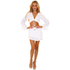 White Tie-Front Crop Top with Bell Sleeves and Lace Detail