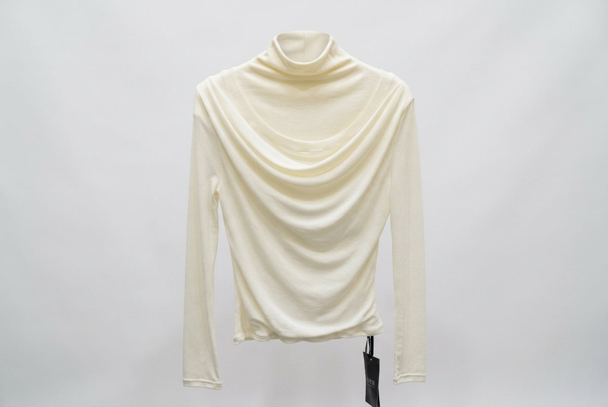 Draped Cowl Neck Long Sleeve