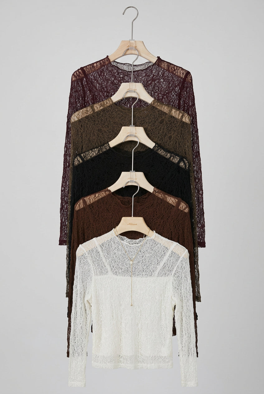 Sheer Lace Long Sleeve Top