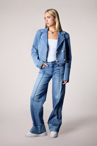 Olivia Cropped Recycled Denim Blazer