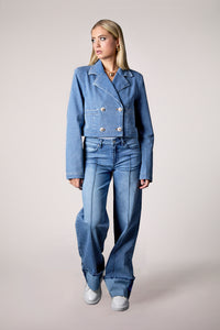 Olivia Cropped Recycled Denim Blazer