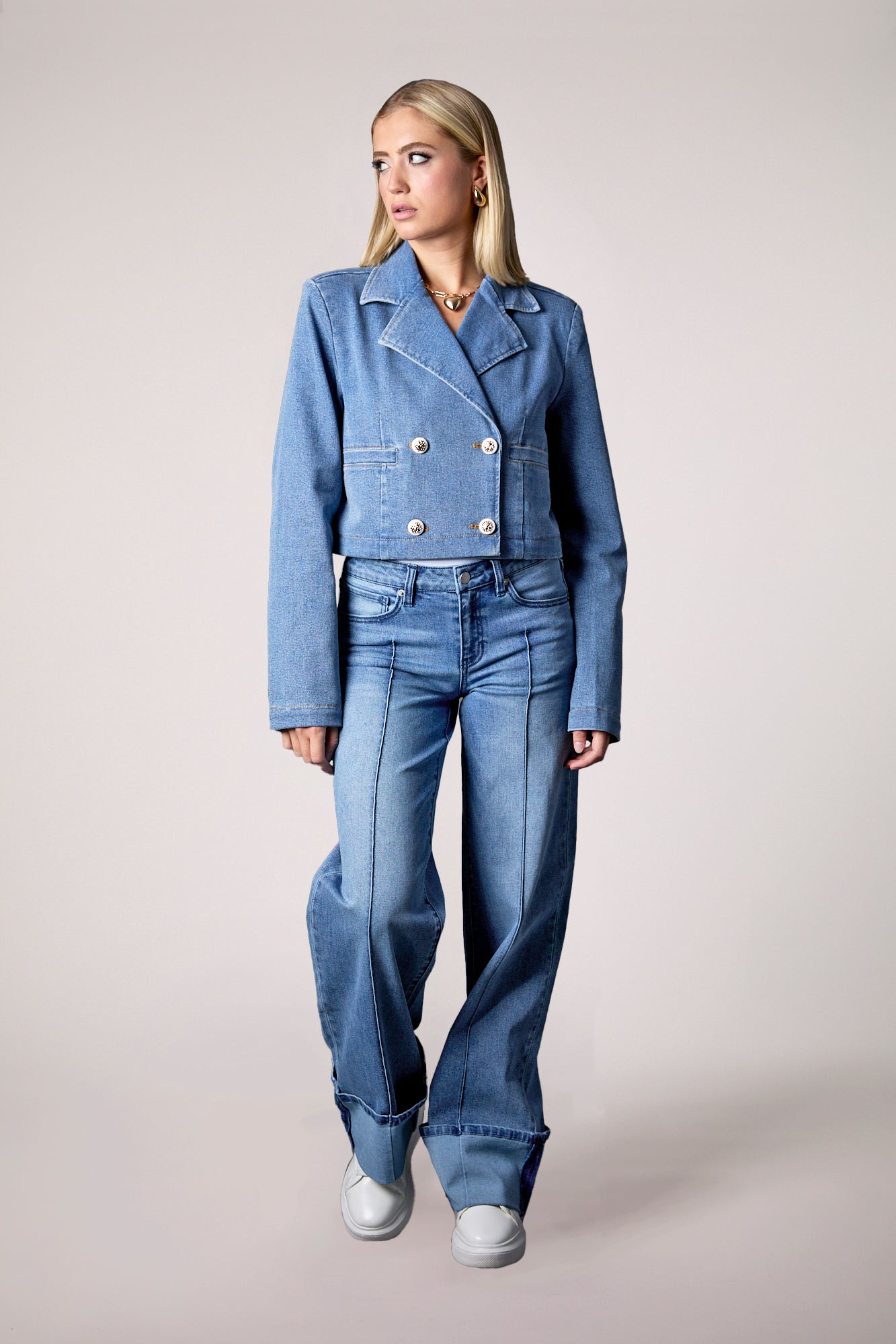 Olivia Cropped Recycled Denim Blazer