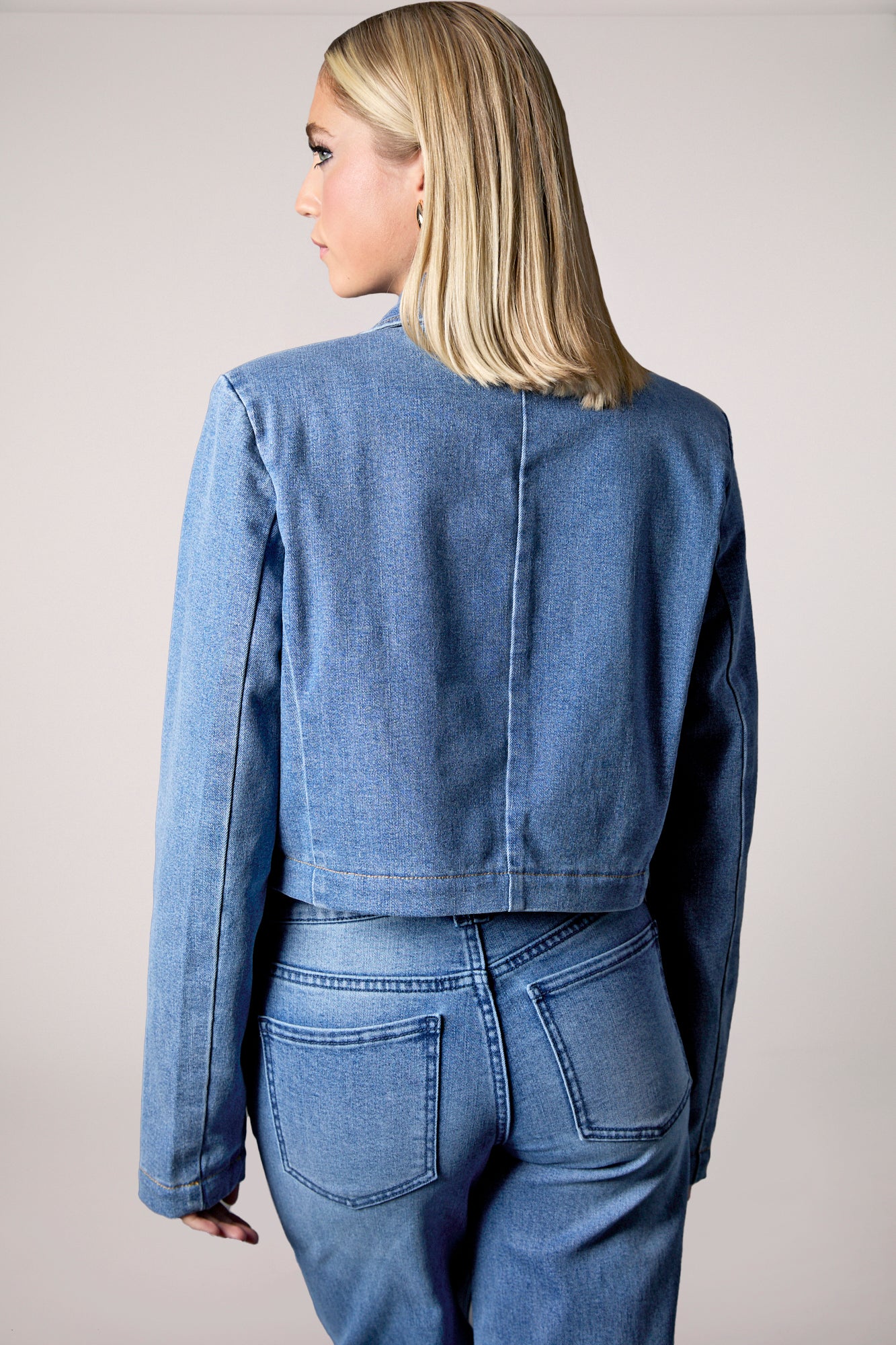 Olivia Cropped Recycled Denim Blazer