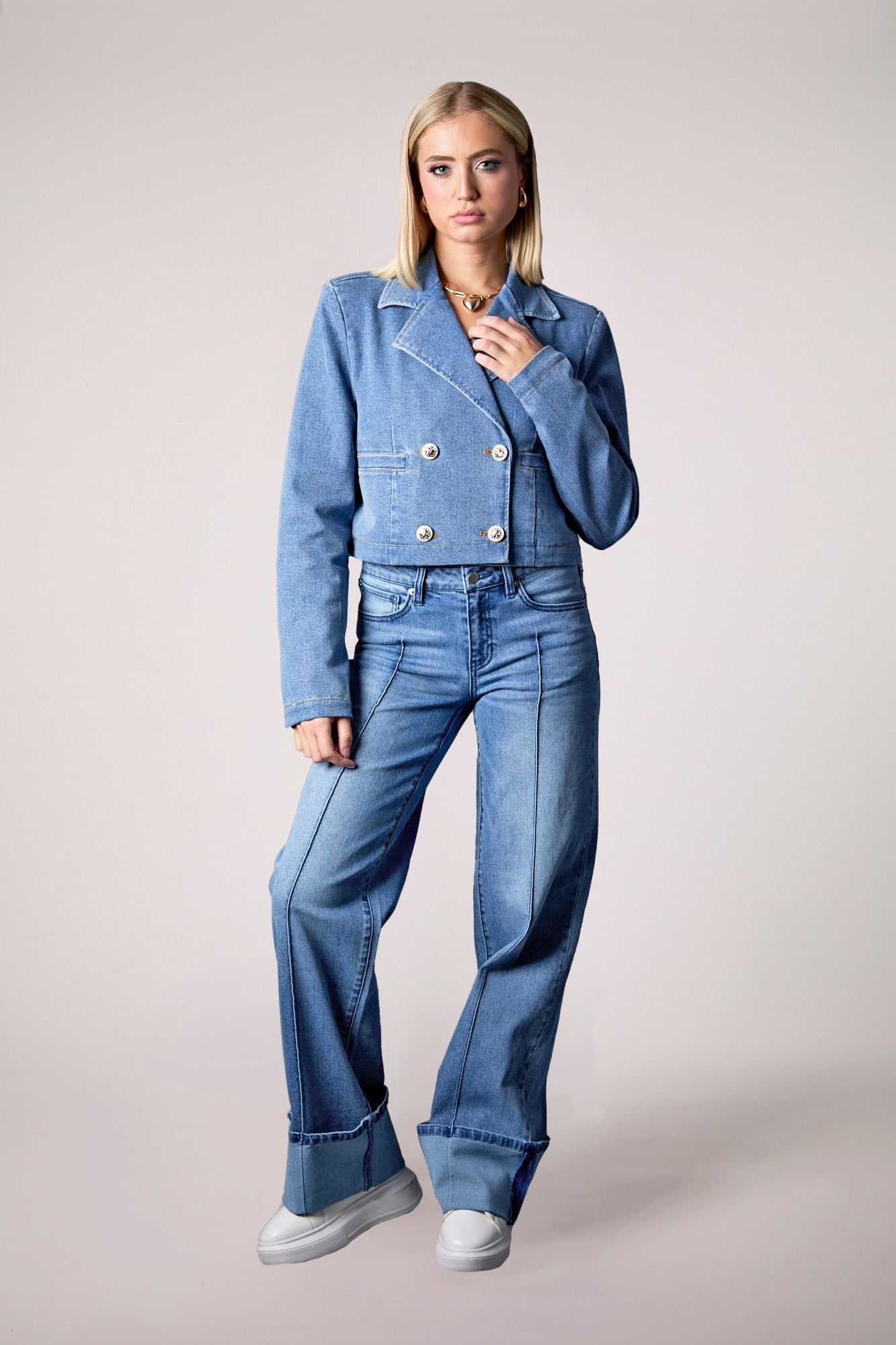 Olivia Cropped Recycled Denim Blazer