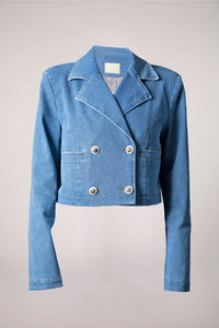 Olivia Cropped Recycled Denim Blazer