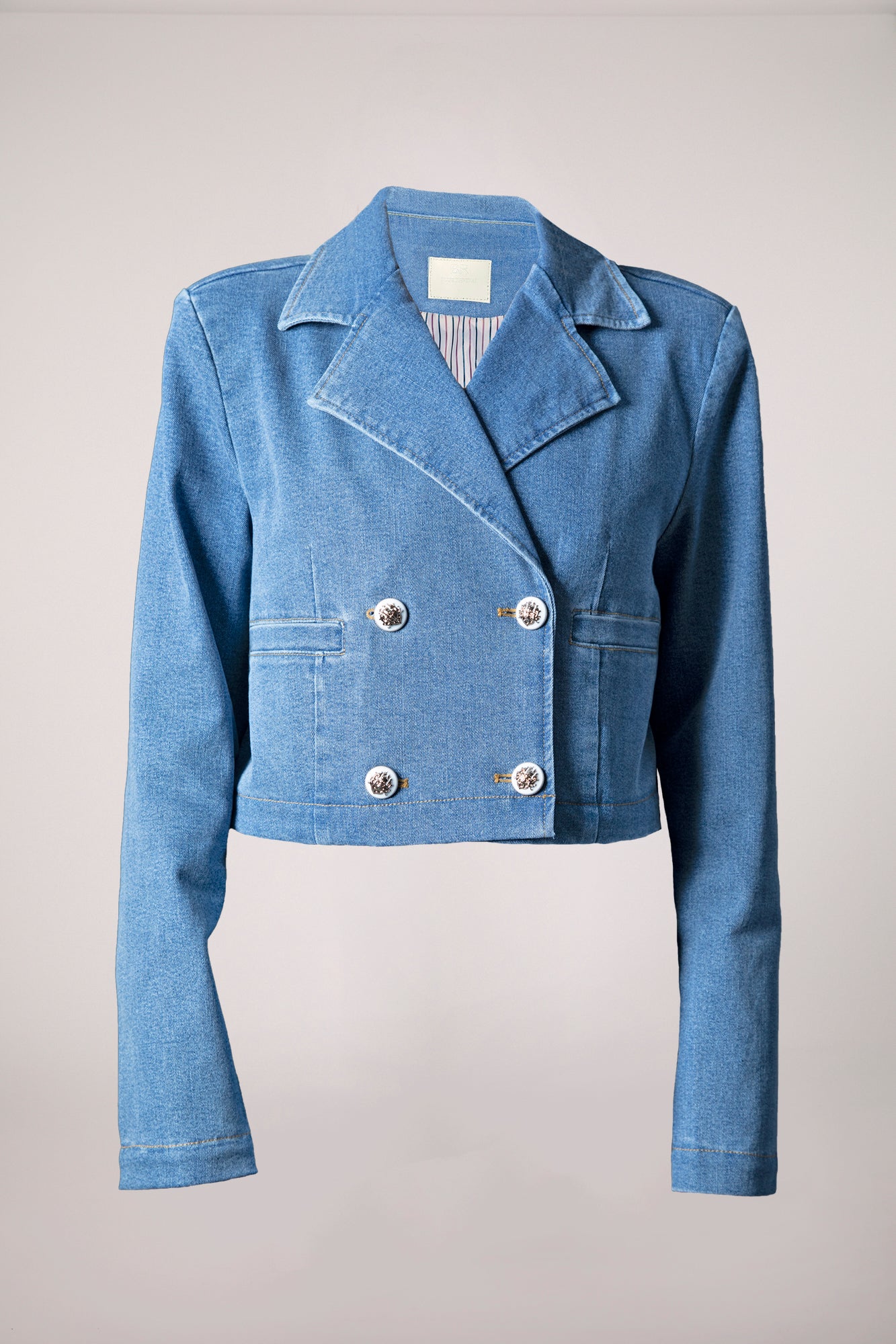 Olivia Cropped Recycled Denim Blazer