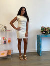 Ruched Fitted Dress White