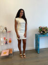 Ruched Fitted Dress White