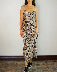 Animal Print Slip Midi Dress