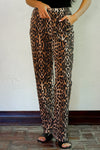 Leopard Print High-Waisted Wide-Leg Pants