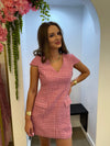 CONTRAST TWEED MINI DRESS