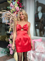 Red Satin Bow Mini Dress