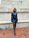 POLO NECK LONG SLEEVE SEQUINED MINI DRESS