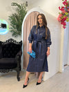 Vegan Leather Maxi Dress Blue