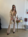Metallic Open-Front Vegan Leather Blazer