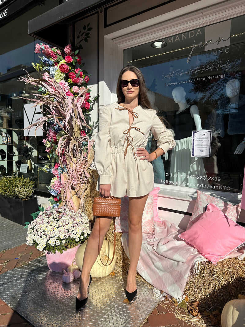 Tie- Detail Long Sleeve romper