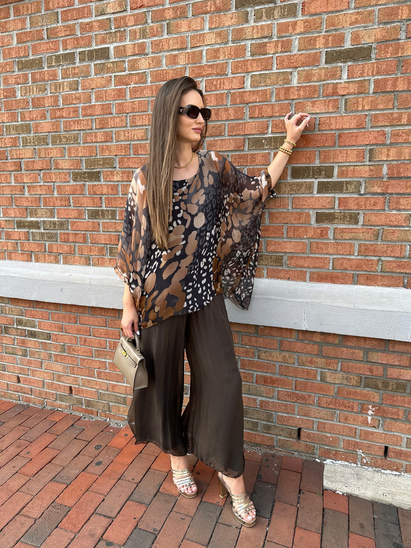 Cheetah Printed Silk Blouse