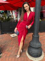 Solid Long Sleeve Midi Dress