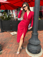 Solid Long Sleeve Midi Dress