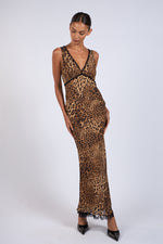 V Neck Sleeveless Leopard dress