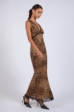 V Neck Sleeveless Leopard dress