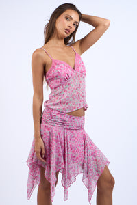 Floral Sleeveless Crop Top With Mini Skirt Set