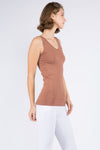 V Neckline Reversible Seamless Tank Brown