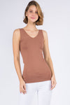 V Neckline Reversible Seamless Tank Brown