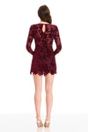 Oxblood Velvet Lace Long Sleeve Mini Dress