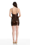Brown Sequin Halter Mini Dress with Crisscross Straps