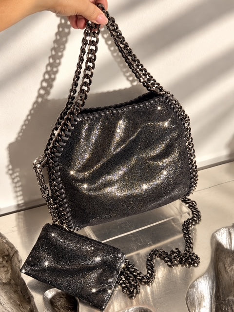 Luxe Chain-Trim Shoulder Bag