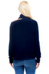 Asymmetrical Cutout Turtleneck Knit Top in Navy
