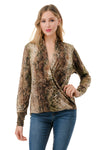 Animal Surplice Long Sleeve Top Green