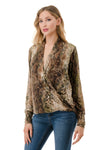 Animal Surplice Long Sleeve Top Green