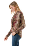 Animal Print Surplice Long Sleeve Top Red