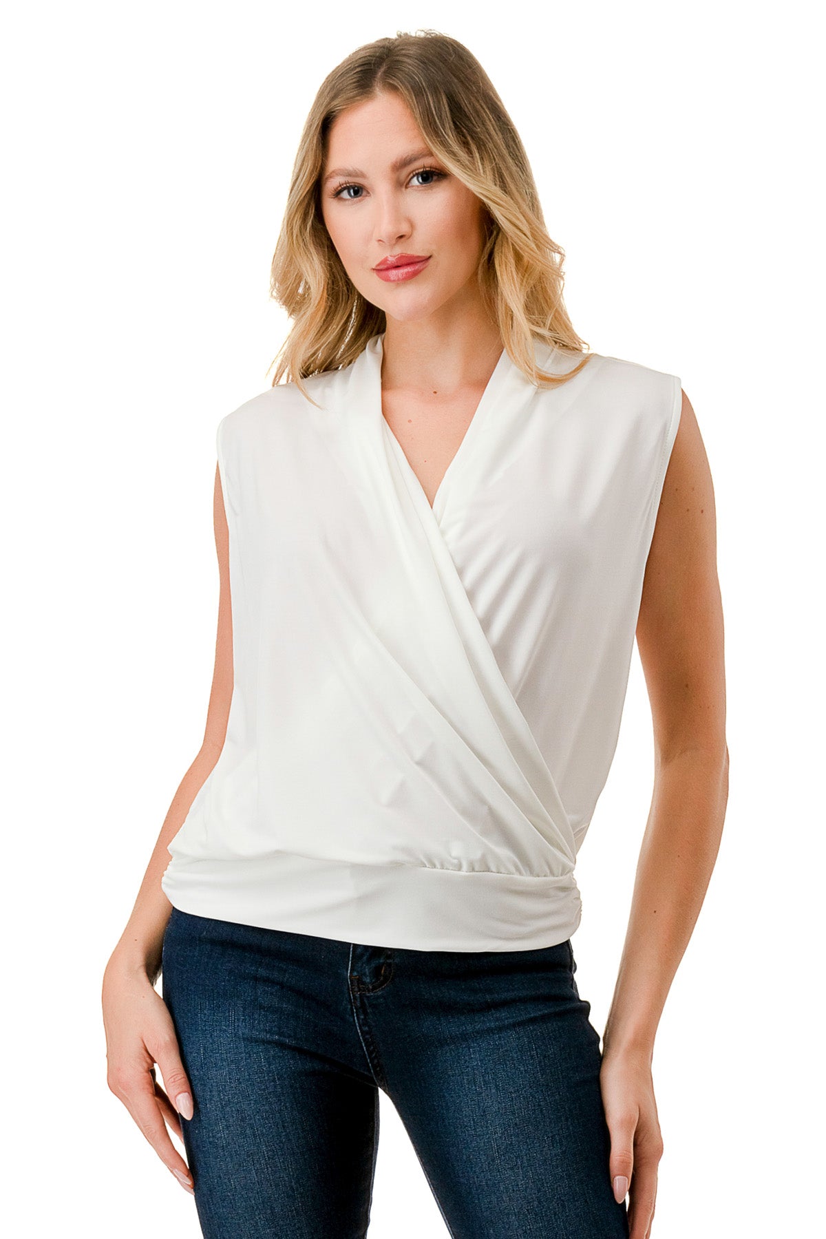 Banded Crossover Top White