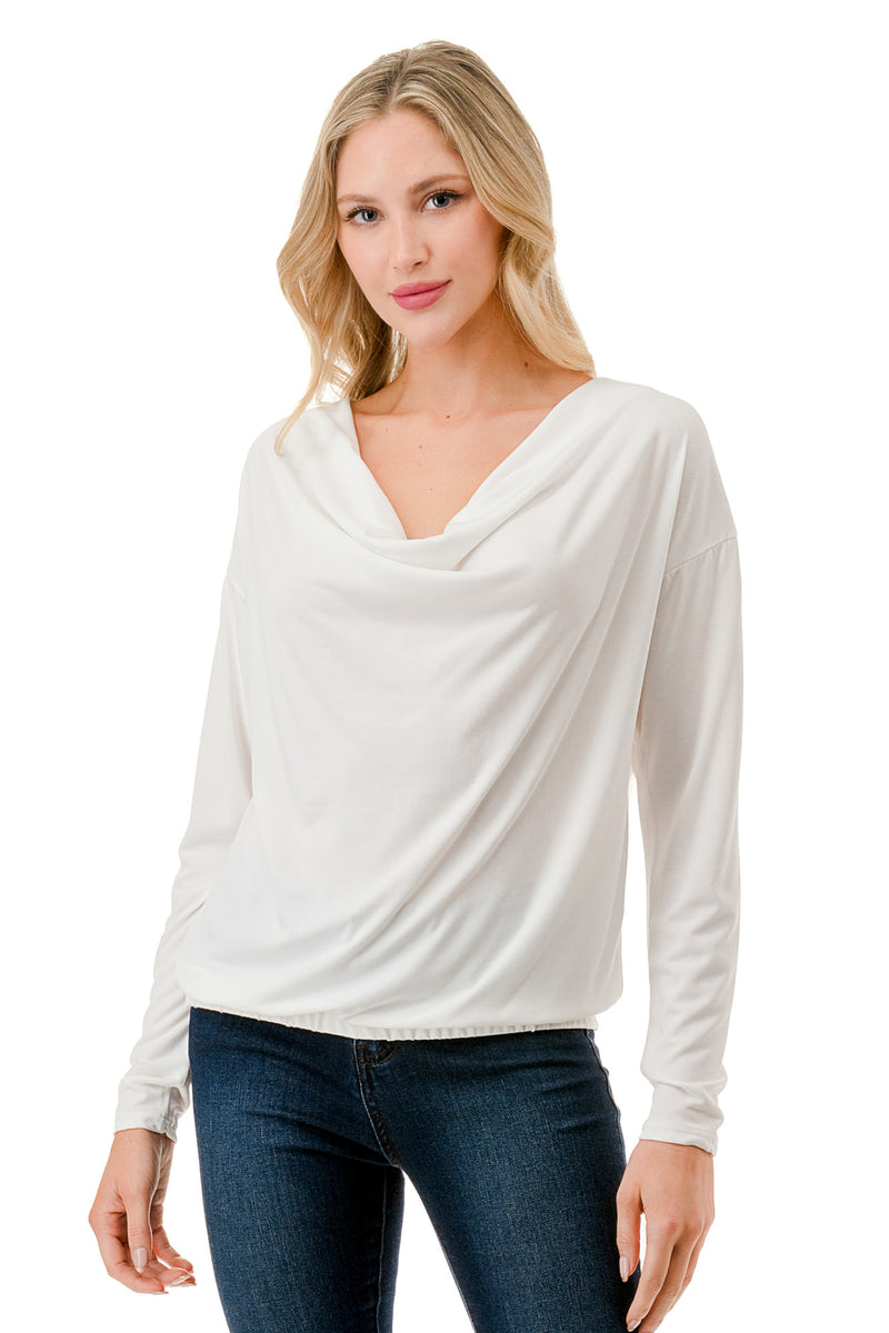 Cowl Neck Top White