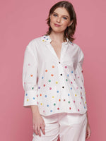 Color Gem Button Up Top