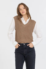 White Twofer Cropped Sweater Vest