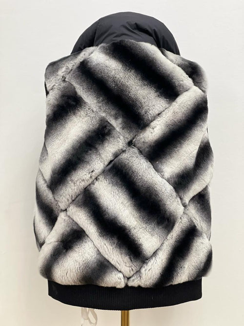 Black/Grey Reversible Chinchilla Vest